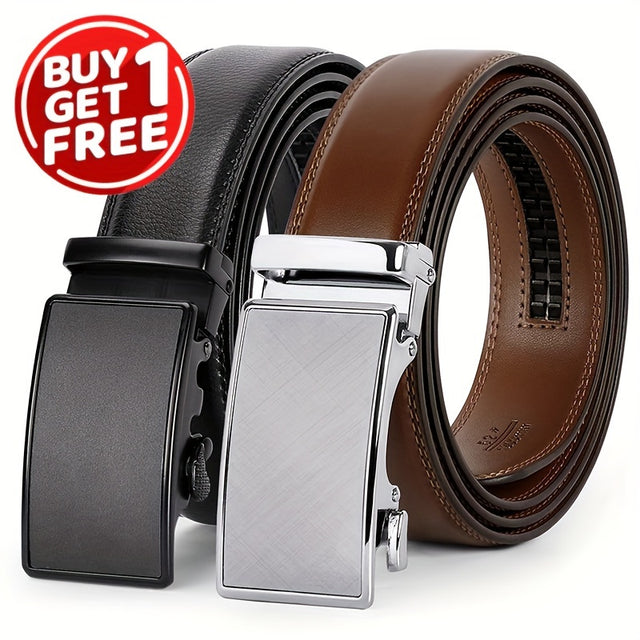 Best 2-pack Men Sliding Automatic Split Leather Belt