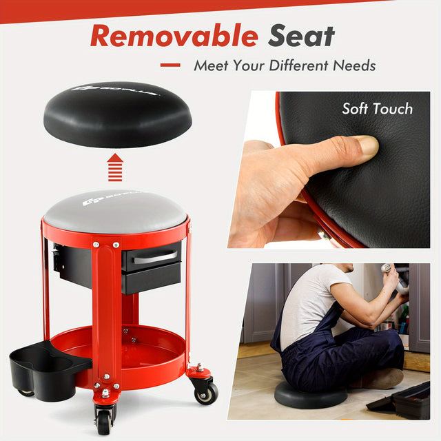 Best Workshop Creeper Seat with Rolling Mechanic Stool and 2 Drawers