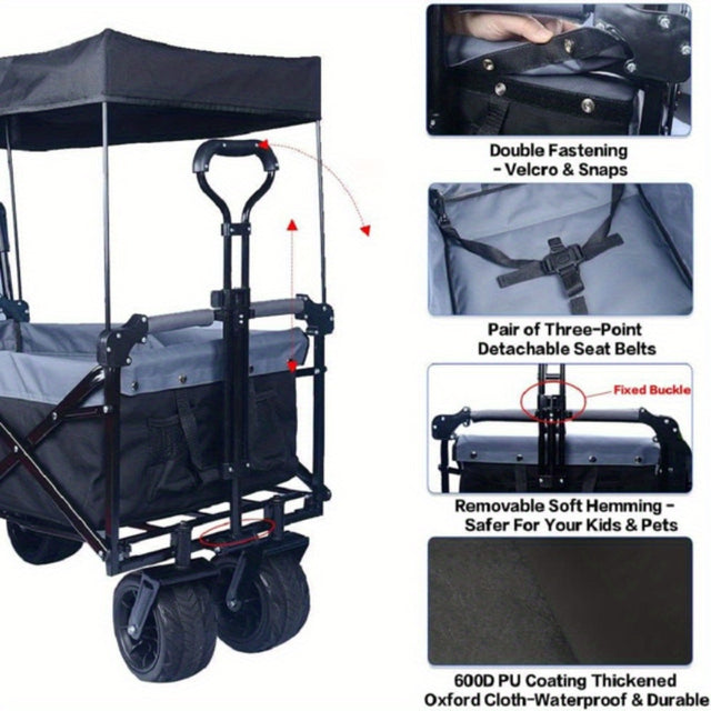 Heavy Duty Folding Wagon with Removable Canopy