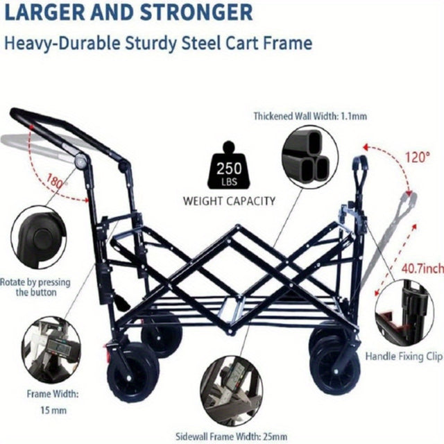 Heavy Duty Folding Wagon with Removable Canopy