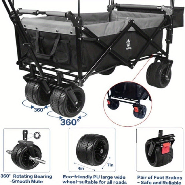 Heavy Duty Folding Wagon with Removable Canopy