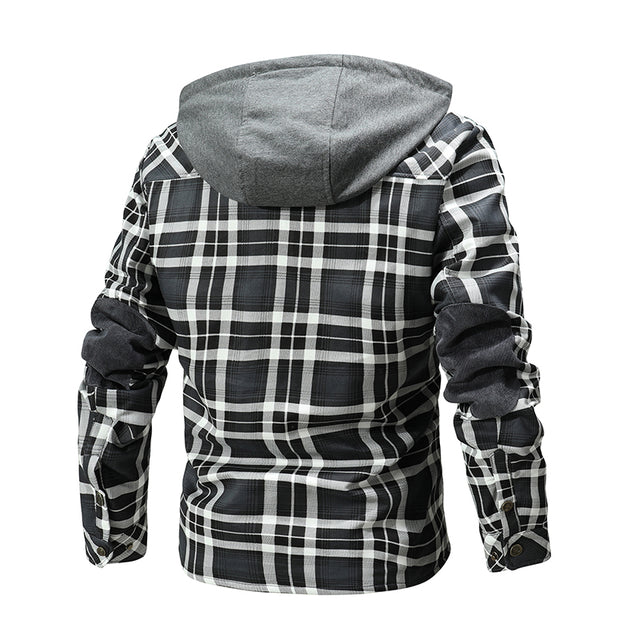 Men's Lumberjack Plaid Hooded Warm Jacket with Fleece Lining