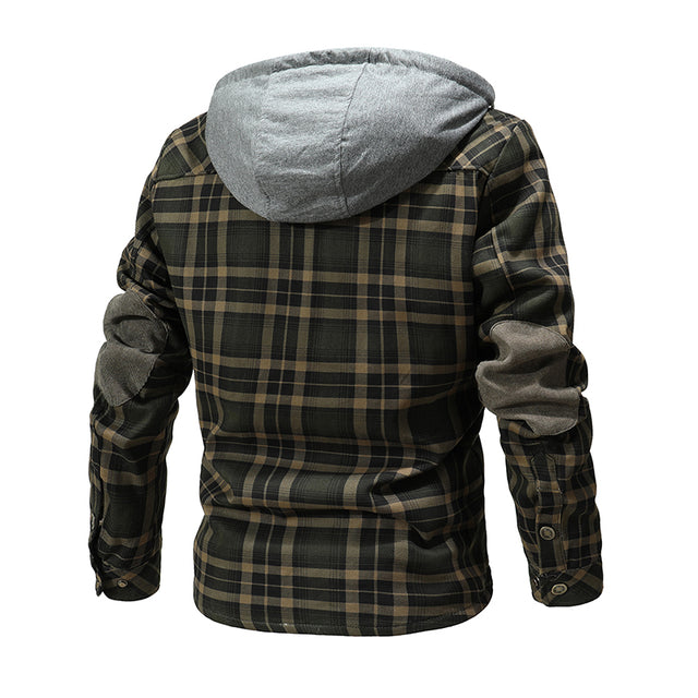 Men's Lumberjack Plaid Hooded Warm Jacket with Fleece Lining