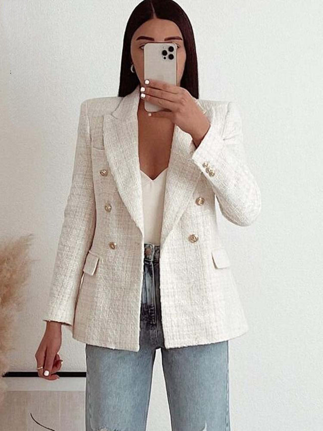 Women's Double Breasted Tweed Blazer