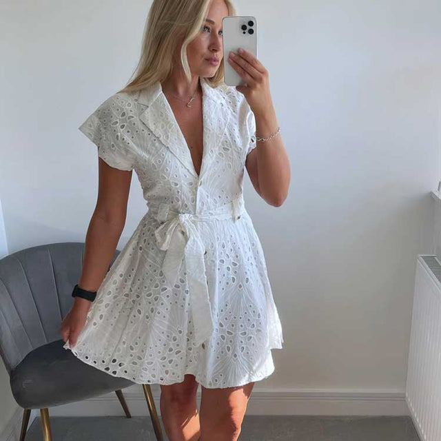 Cutwork Embroidered Shirt Dress