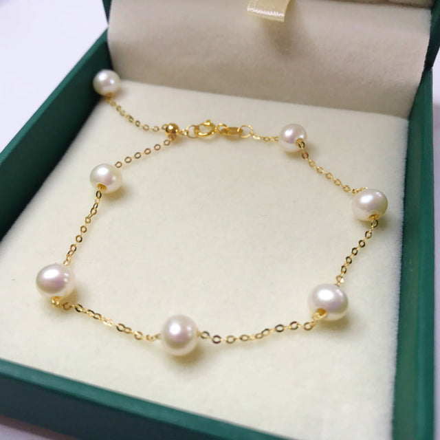 18k Gold Pearl Bracelet