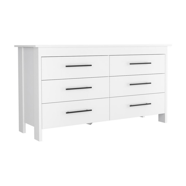 Paris 6 Drawer Double Dresser - White