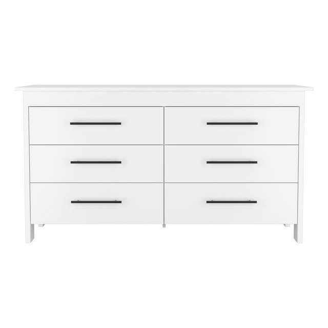 Paris 6 Drawer Double Dresser - White