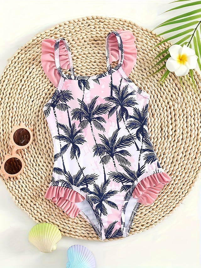 Sweet Coconut Tree Ruffle Swimsuit