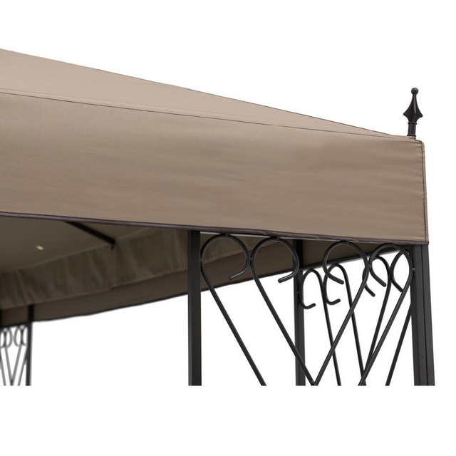 Best Sunjoy 10 ft. x 12 ft. Steel Gazebo with 2-tier Khaki Canopy