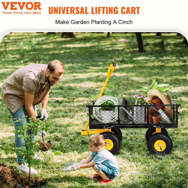 Best VEVOR Steel Garden Cart, Heavy Duty 500 lbs Capacity