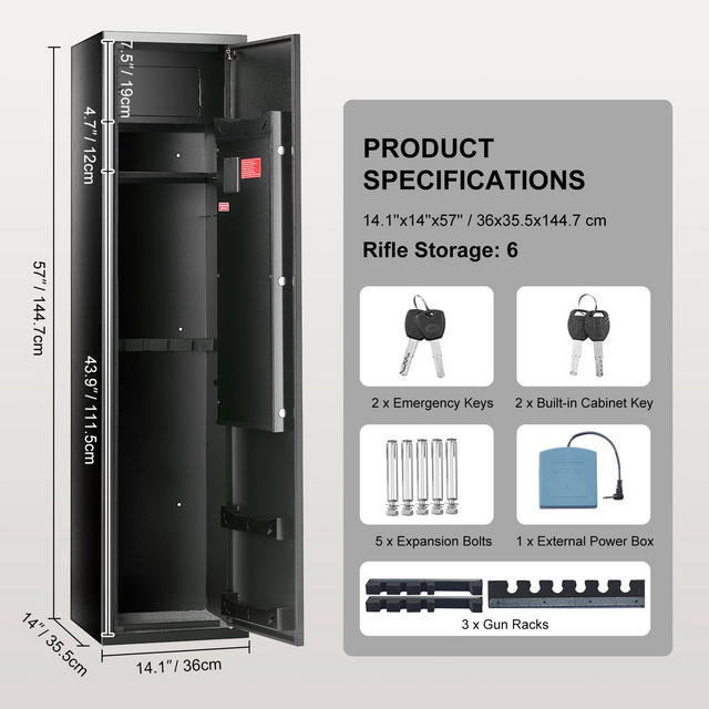 Best VEVOR 6 Gun Safe, Gun Security Cabinet with Fingerprint & Digital Keypad Lock, Gun Storage Cabinet with Built-in Storage Locker and Removable Storage Shelf for Pistols & Home Long Gun