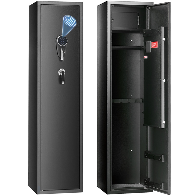 Best VEVOR 6 Gun Safe, Gun Security Cabinet with Fingerprint & Digital Keypad Lock, Gun Storage Cabinet with Built-in Storage Locker and Removable Storage Shelf for Pistols & Home Long Gun