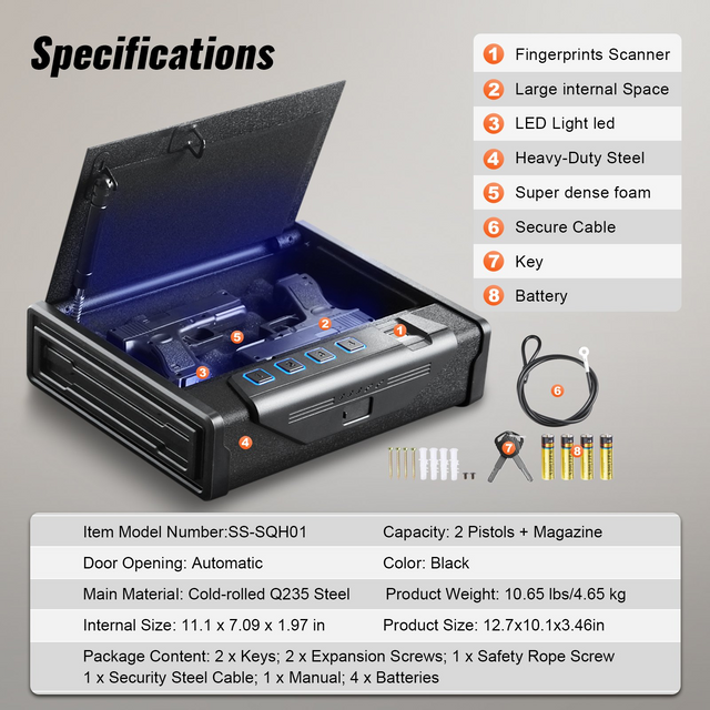 VEVOR Biometric Gun Safe with Three Quick Access Ways