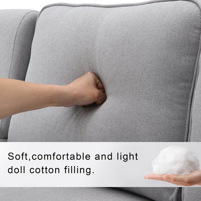 4-Seater Cutting edge Cloth Texture Couch with Armrest Pockets and 4 Pillows