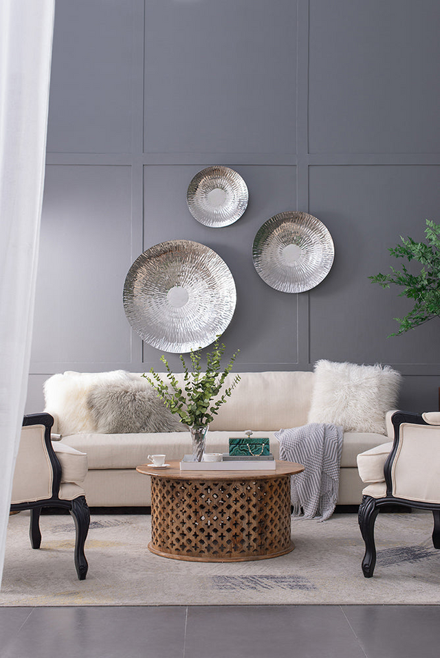 Best Silver Textured Oversized Disc, Wall Decor- Set of 3