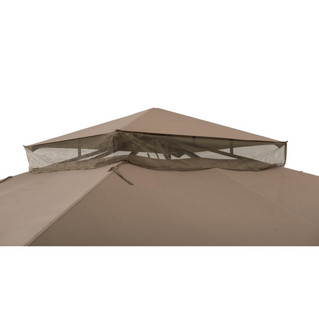 Best Sunjoy 10 ft. x 12 ft. Steel Gazebo with 2-tier Khaki Canopy