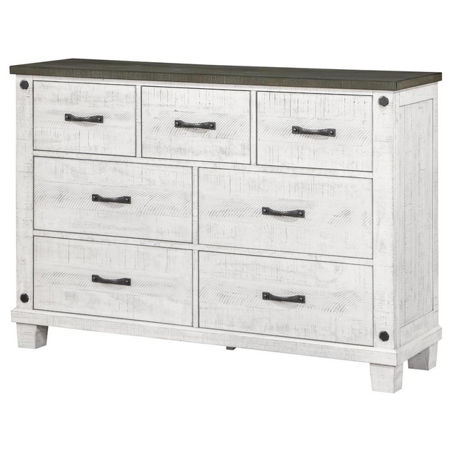 Best Lilith 7-drawer Dresser Distressed Grey and White