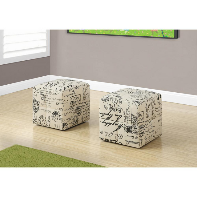 Set of 2 - Upholstered Kids Ottoman in Vintage French Fabric