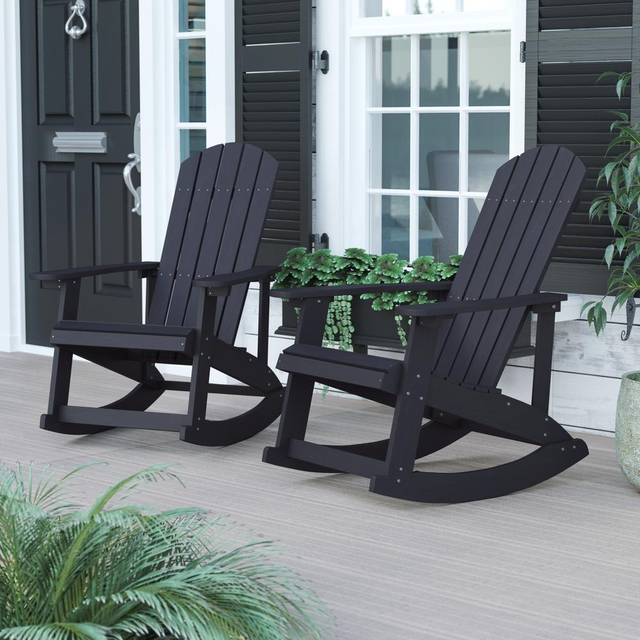 Best Adirondack Rocking Chair in Black - Set of 2