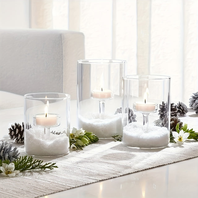 Set, Hurricane Glass Tea Light Candle Holders Clear Votive Candle