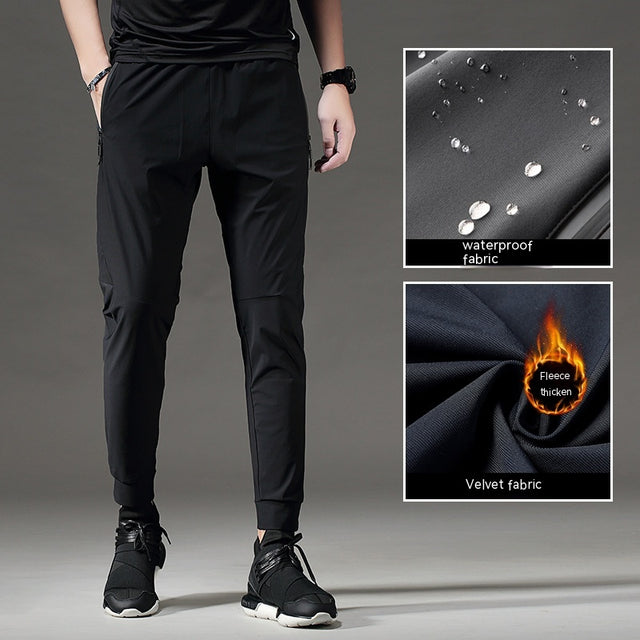 Men's Breathable Fleece-lined Elastic Fitness Pants