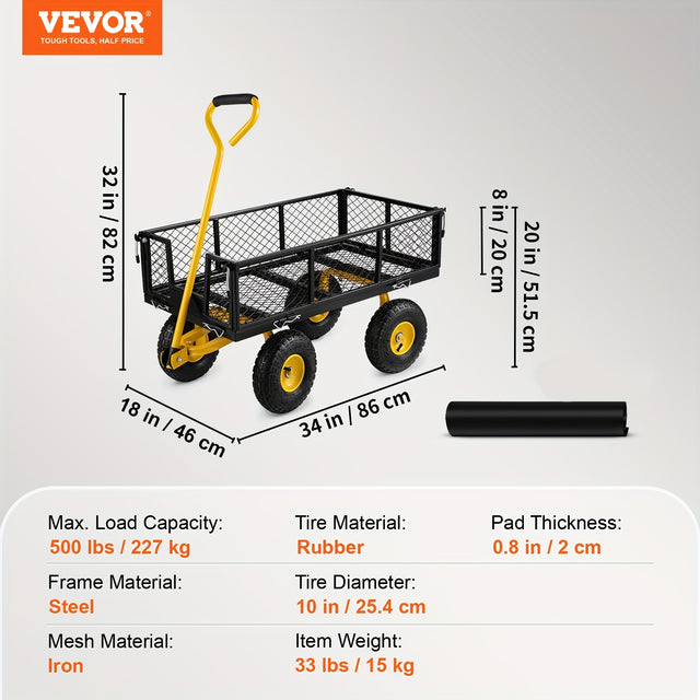 Best VEVOR Steel Garden Cart, Heavy Duty 500 lbs Capacity