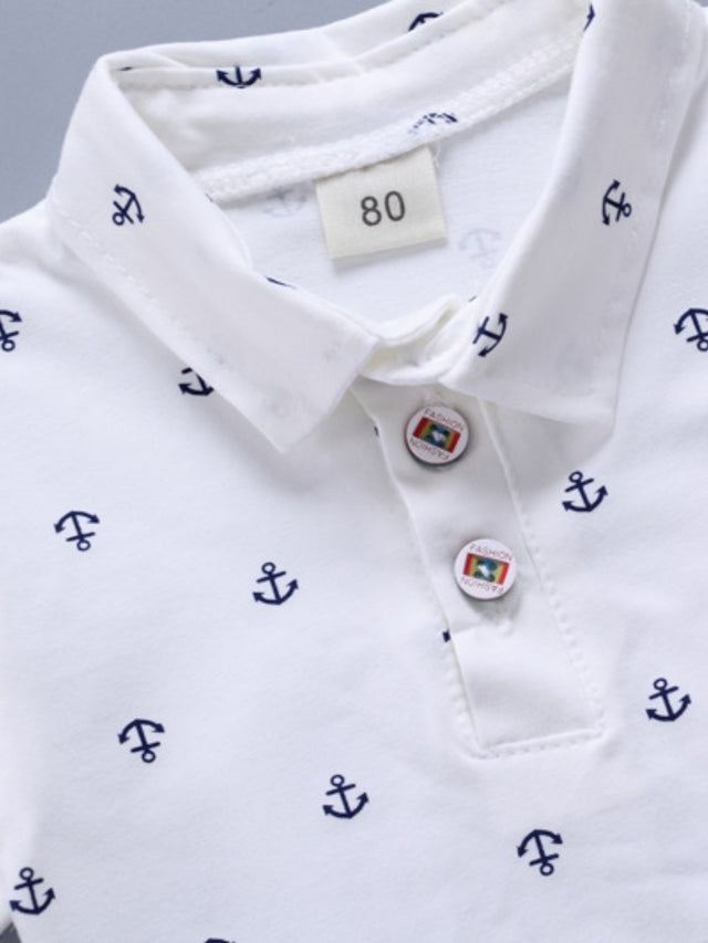 2pcs Nautical Sailor Shorts Set