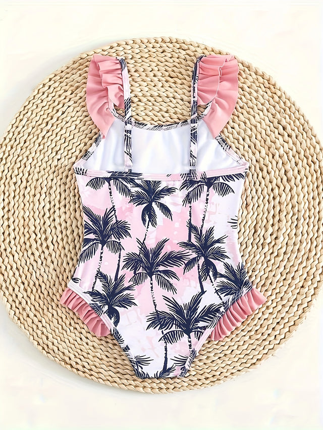 Sweet Coconut Tree Ruffle Swimsuit