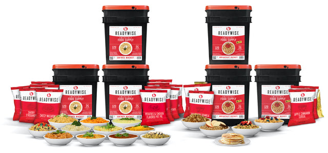 Best 720 Serving Package - 120 lbs - Includes: 3 - 120 Serving Entrée Buckets and 3 - 120 Serving Breakfast Buckets