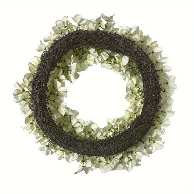 1pc, 23-inch Artificial Solid White Flower Wreath