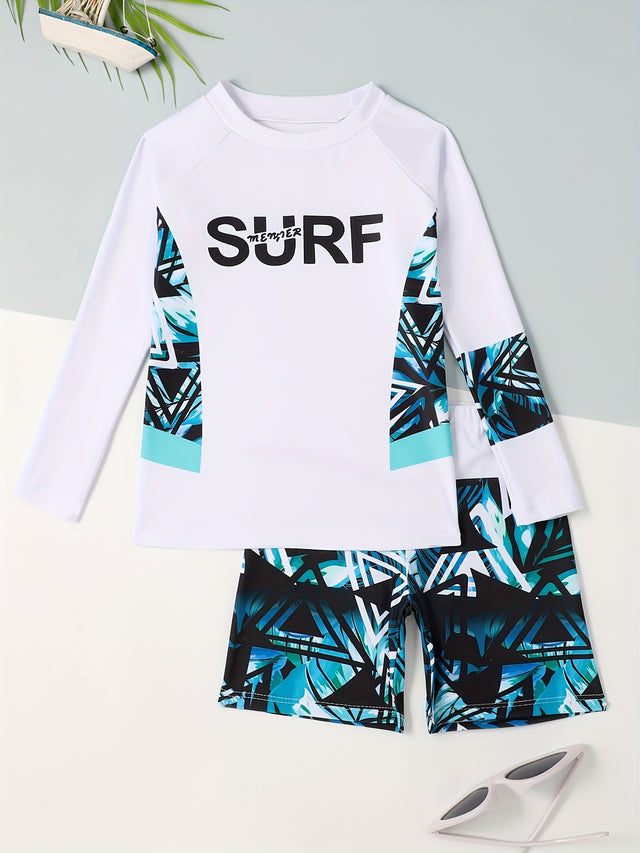 2pcs SURF Long Sleeve Swimsuit For Boys