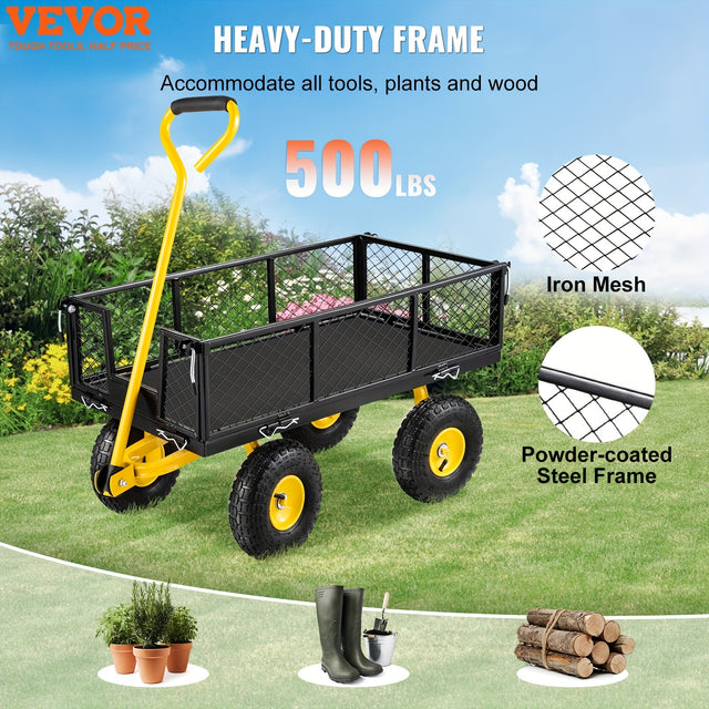 Best VEVOR Steel Garden Cart, Heavy Duty 500 lbs Capacity