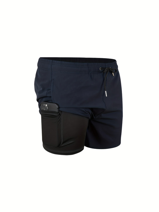 Boys Quick Dry Swim Trunks with Compression Liner and Pockets