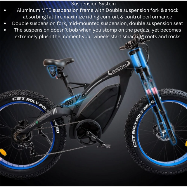 Ecotric 48v 17.5AH 1000W big fat tire e-bike Bison-Matt Black