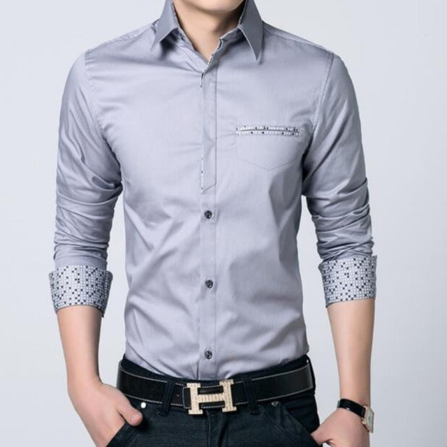 Mens Contrasting Pocket and Cuff Detailed Shirt