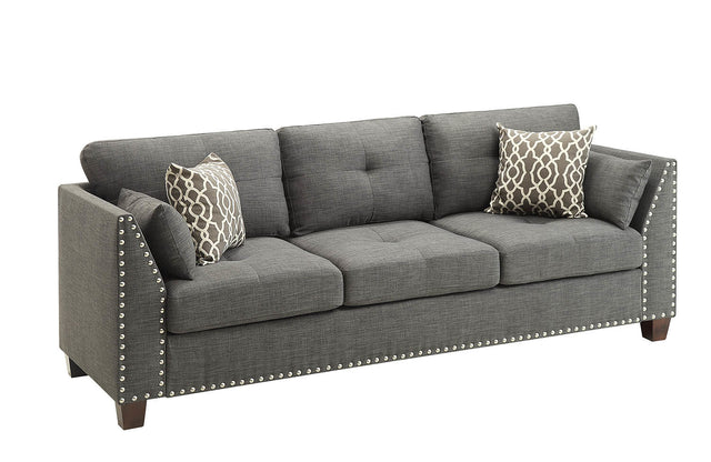 Best ACME Laurissa Sofa w/4 Pillows in Light Charcoal Linen 52405