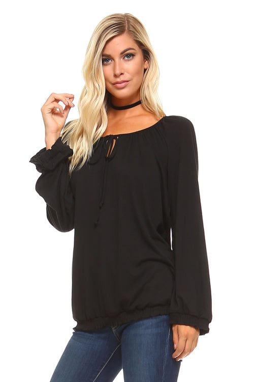 Women's Long Sleeve Peasant Top