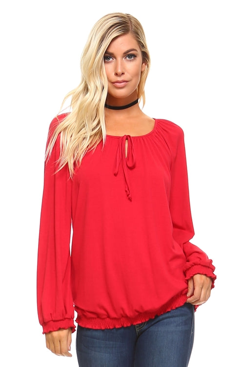 Women's Long Sleeve Peasant Top