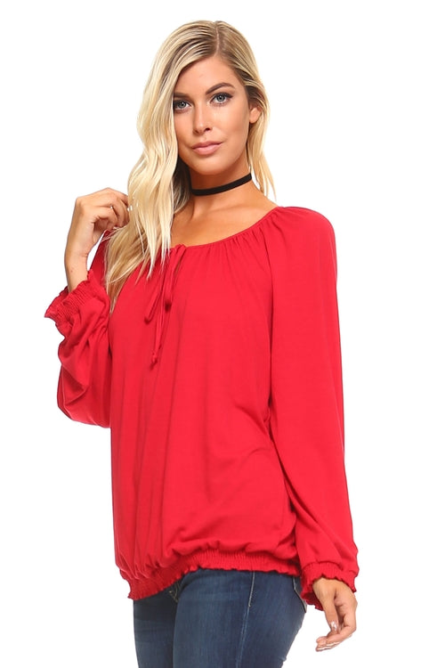 Women's Long Sleeve Peasant Top