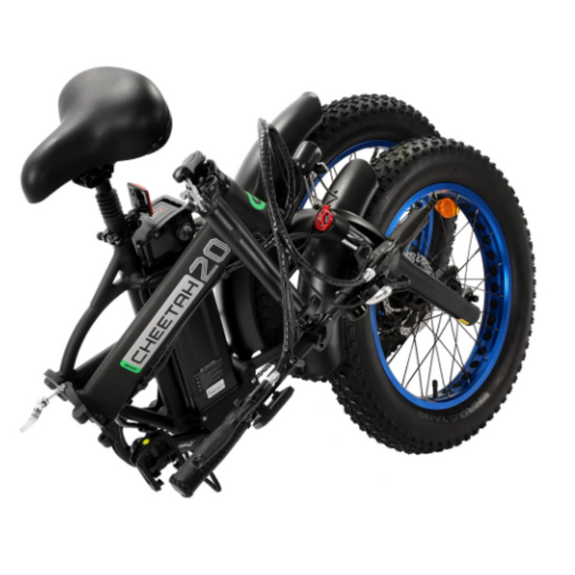 Ecotric 48V Fat Tire Portable and Folding Electric Bike with LCD Display in Black and Blue