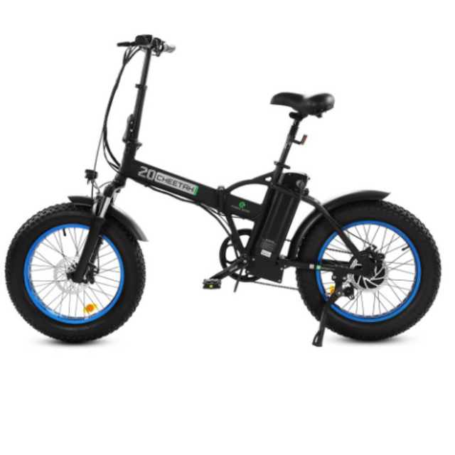 Ecotric 48V Fat Tire Portable and Folding Electric Bike with LCD Display in Black and Blue