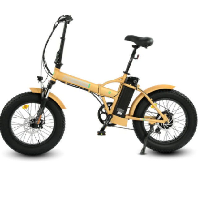 Ecotric 48V Gold portable and folding fat ebike with LCD display