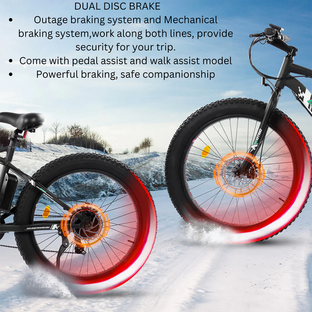 Ecotric Cheetah 26 Fat Tire Beach Snow Electric Bike-Matt Black