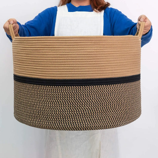 Best Large Collapsible Cotton Rope Woven Basket with Handles