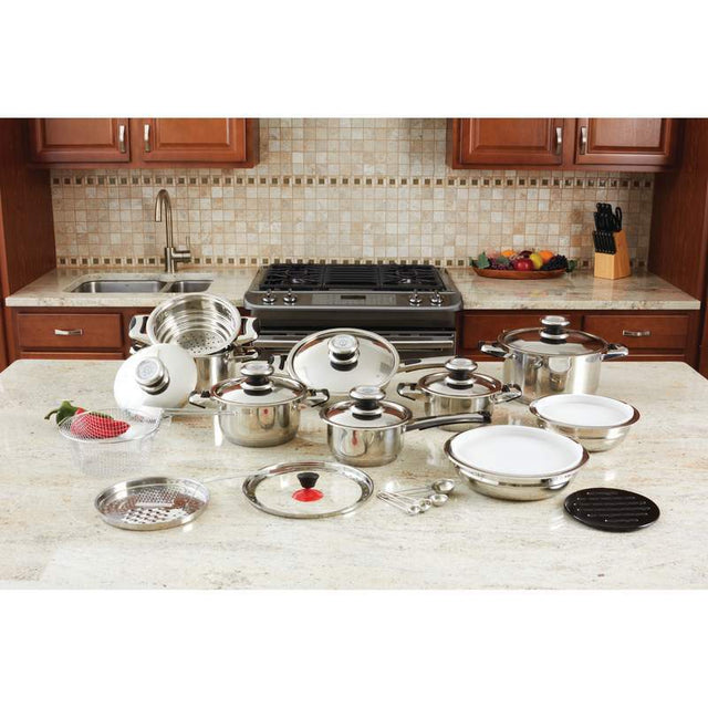 Best 28pc 12-Element High-Quality, Heavy-Gauge Stainless Steel Cookware Set