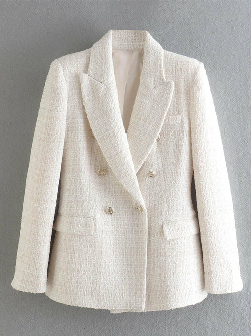 Women's Double Breasted Tweed Blazer