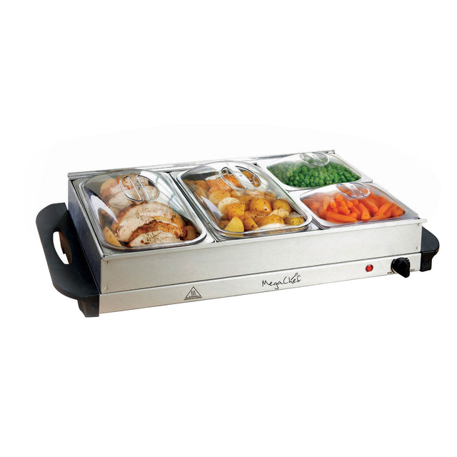 Best MegaChef Buffet Server & Food Warmer With 4 Removable Sectional Trays , Heated Warming Tray and Removable Tray Frame