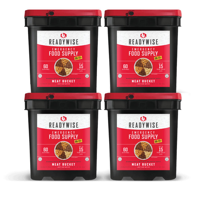 Best 240 Serving Meat Package Includes: 4 Freeze Dried Meat Buckets