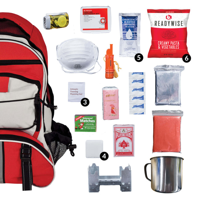 Best 64 Piece Survival Back Pack (Red)